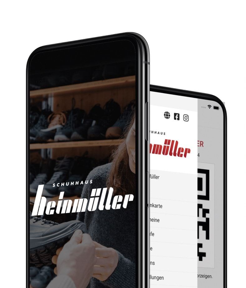 Die Heinmüller Bonus-App auf zwei Smartphones